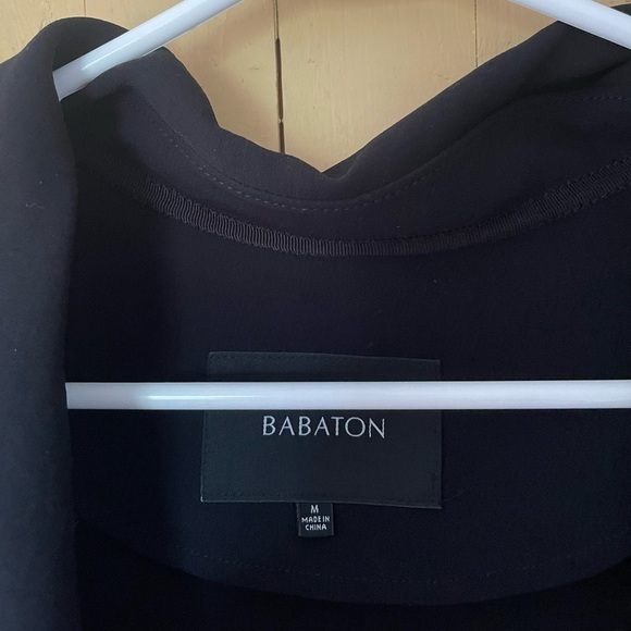 Aritzia Babaton Black Cormac Flowy Black Zip Long Trench Coat Sz Medium - Picture 6 of 7